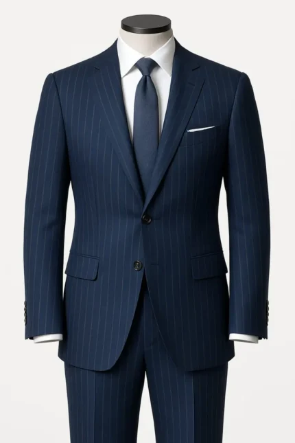 Custom Slim Fit Pinstripe Suit: 2-Piece Notch Lapel Tuxedo groom outfit