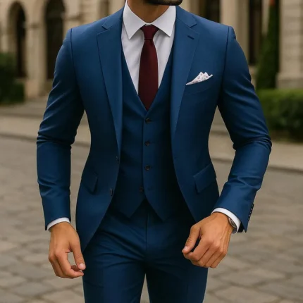 Men's Tailored Blue 3-Piece Suit – Formal Wedding & Business Wear groom outfit