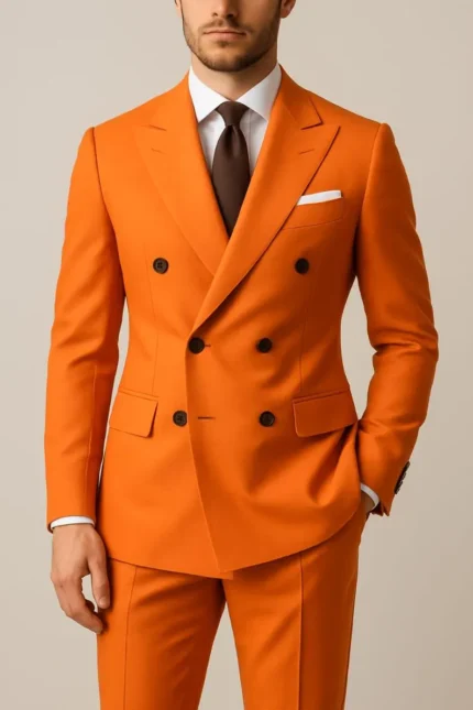Custom Made Orange Slim Fit Suit: Men's Wedding Tuxedo groom outfit